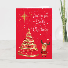 Navidades de renos Carol Singer tarjeta de saludo