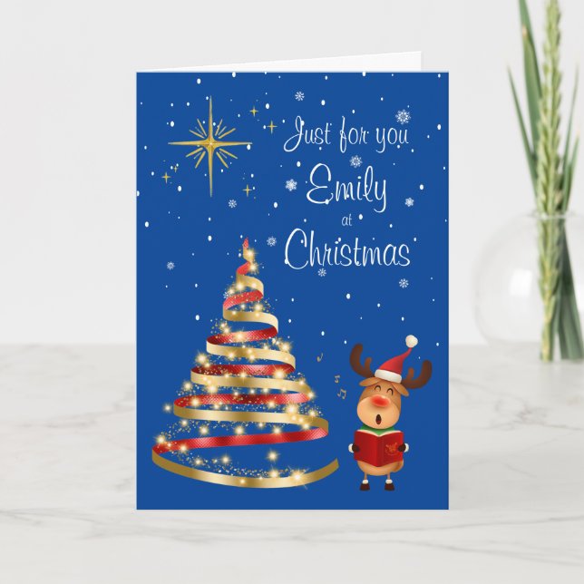 Navidades de renos Carol Singer tarjeta de saludo (Anverso)