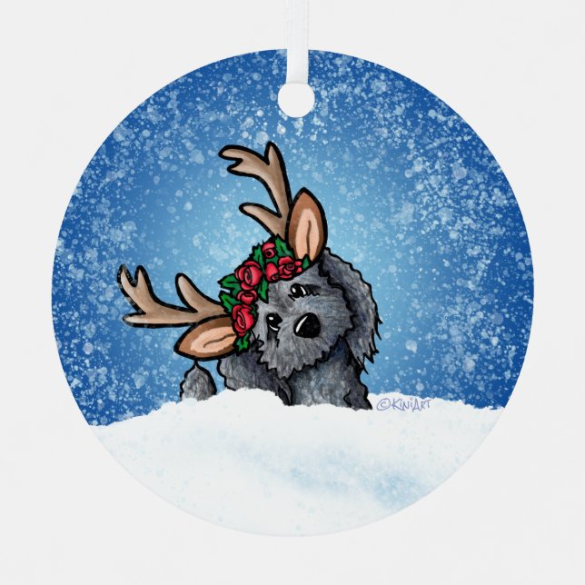 Navidades de renos de Labradoodle Ornamento cerámi (Anverso)