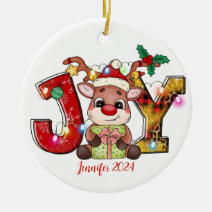 Navidades de renos JOY Ornamento cerámico