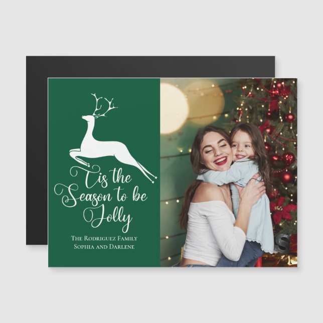 Navidades de renos verdes foto de este imán de tem (Anverso/Reverso)