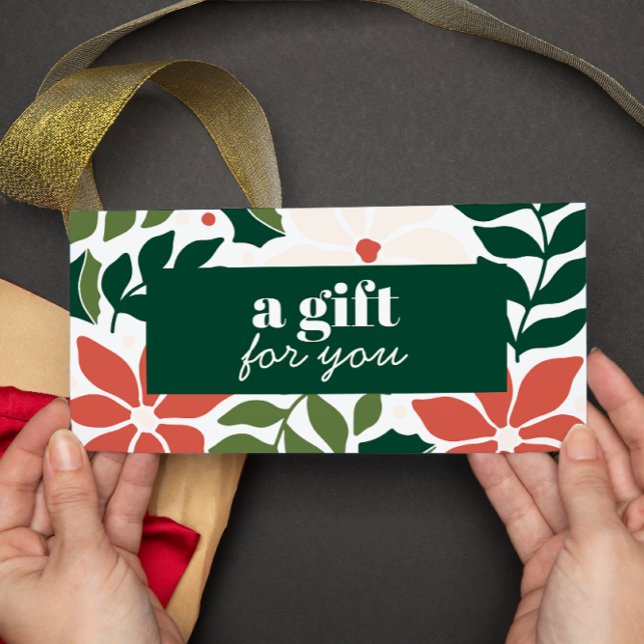NAVIDADES DE RETRO FLOREN ESPECIAL VERDE DE MARFIL (Green Foliage Red Berries festive colors Christmas themed gift voucher or gift card)