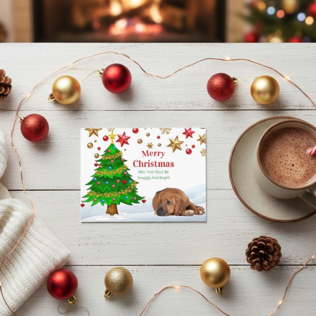 Navidades de Ridgeback Rhodsi con tarjeta postal d (Rhodesian Ridgeback Christmas Holiday Postcard)