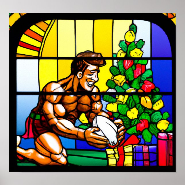 Navidades de rugby - Impresión de pintura de rugby (Frente)
