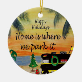 Navidades de RV acampan en el adorno de la puesta