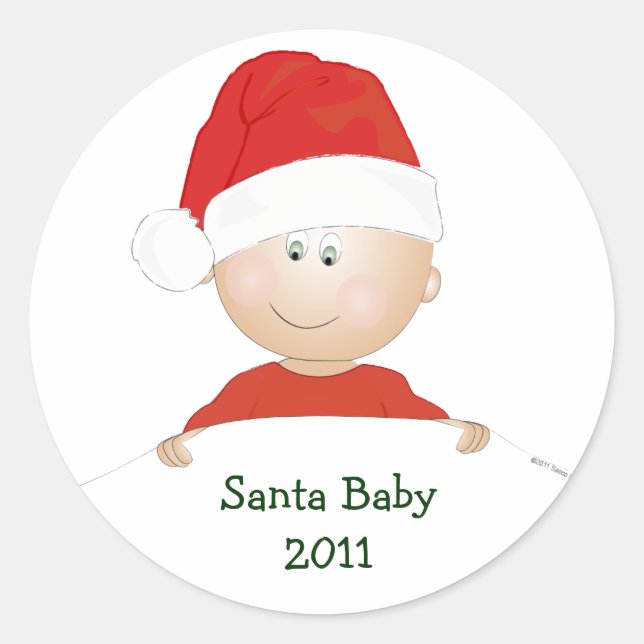 navidades de "Santa Bebé" Pegatinas de Baby Shower (Anverso)