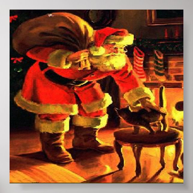 Navidades de Santa Claus Impresión de época (Frente)