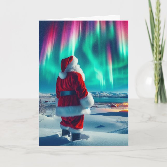 Navidades de Santa Claus saludando tarjetas (Anverso)