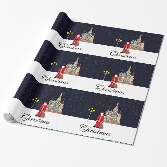 Navidades De Santa En Moscú Envuelven Papel (Desenrollado)