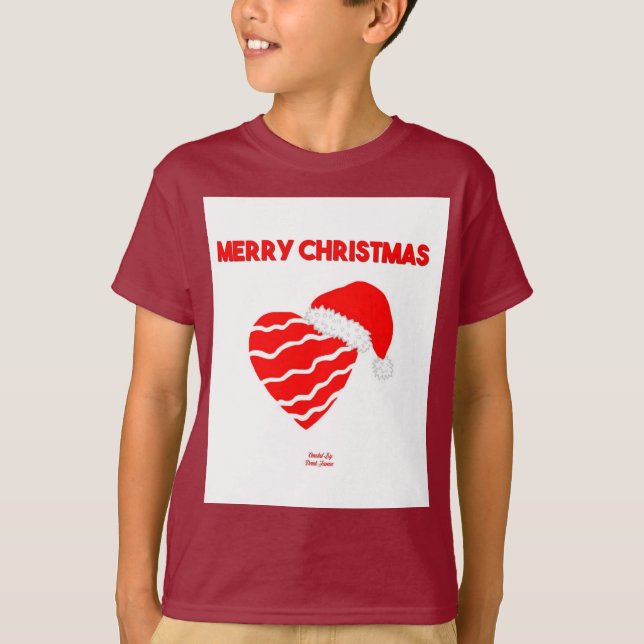 Navidades de Santa Heart Boys Maroon Camiseta Bási (Anverso)