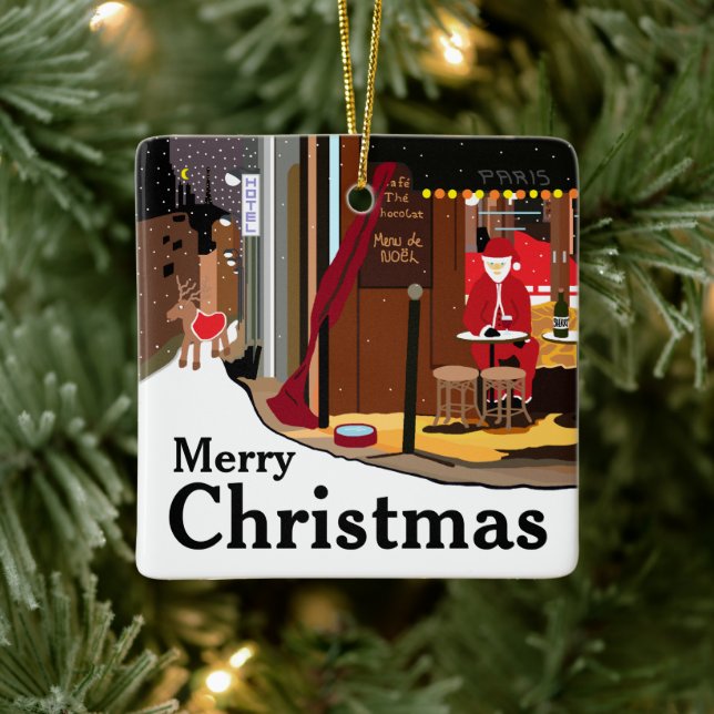 Navidades De Santa In Paris Ornamento De Cerámica (Árbol)