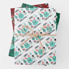 Navidades de Santa Monstruo Cute Envuelven hojas d