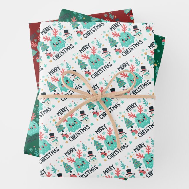 Navidades de Santa Monstruo Cute Envuelven hojas d (In situ)