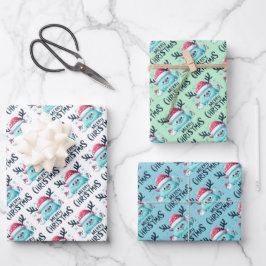 Navidades de Santa Monstruo Cute Envuelven hojas d