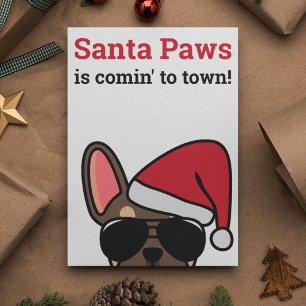Navidades de Santa Paws Brown Tan Tarjeta de Bulld