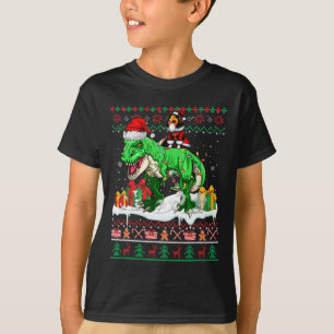 Navidades de Santa Sheltie Riding T-rex Sweater Lo