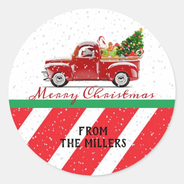 Navidades de Santa Truck Pegatinas (Anverso)