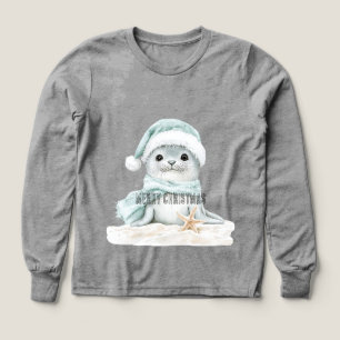 Navidades de sellos de sombrero azul blanco Santa