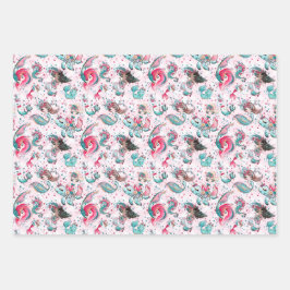 Navidades de Sirena y amigos envolviendo hojas de 