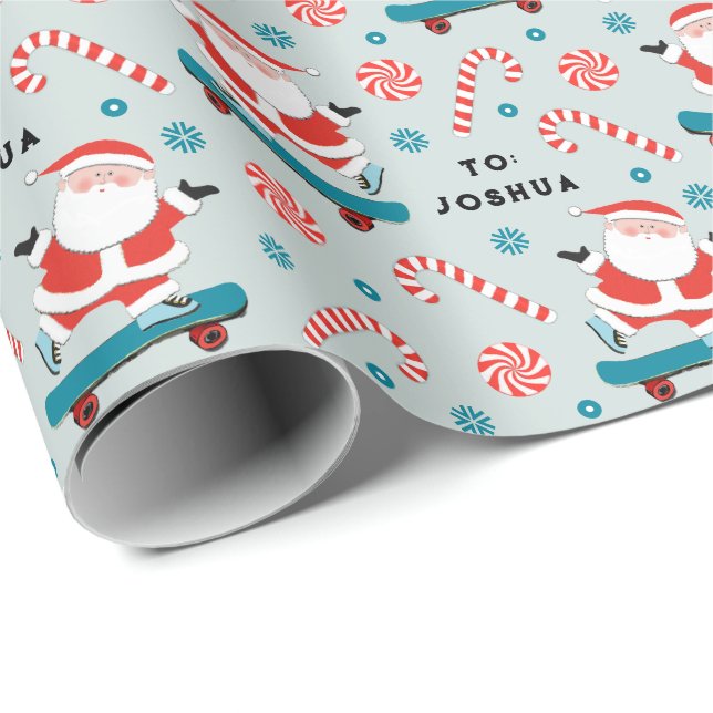 Navidades de skateboard regalo Papel de ajuste (Esquina del rollo)
