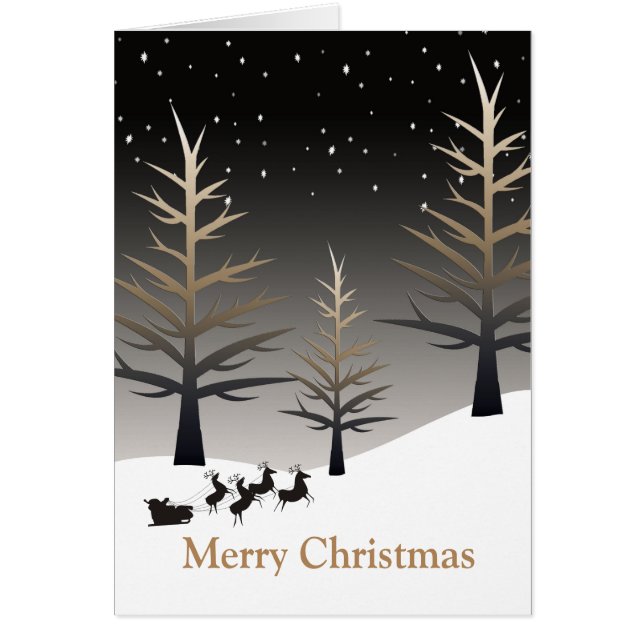 Navidades de Sleigh y Tree Silhouette de Santa (Frente)