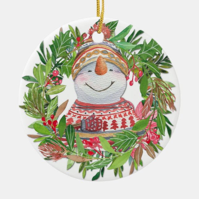 Navidades de Snowman con ornamento (Frente)