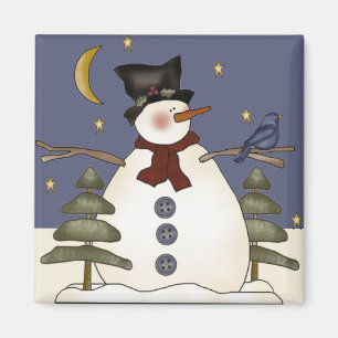 Navidades de snowman de medianoche y imán de invie