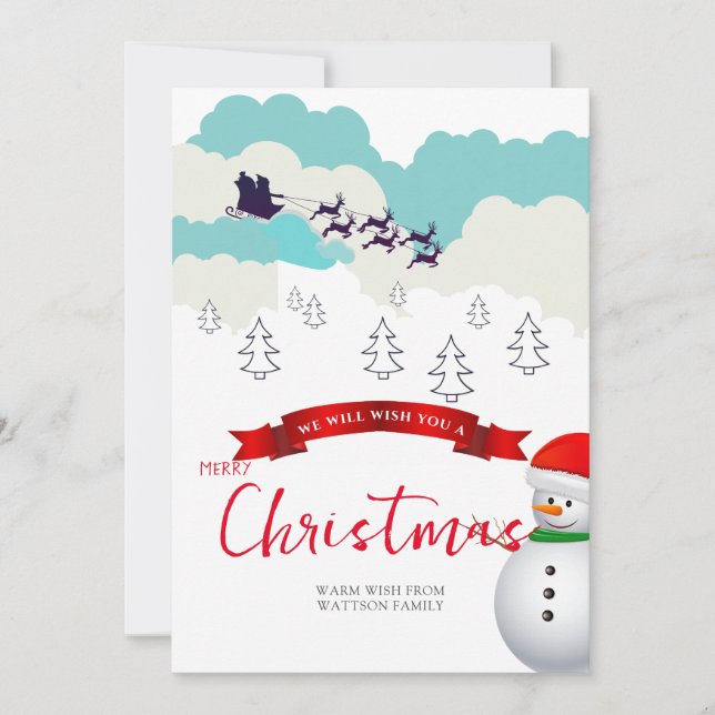 navidades de snowman deseando tarjeta (Anverso)