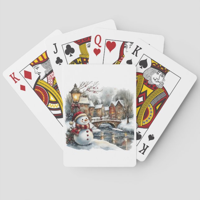 Navidades de Snowman jugando cartas (Reverso)
