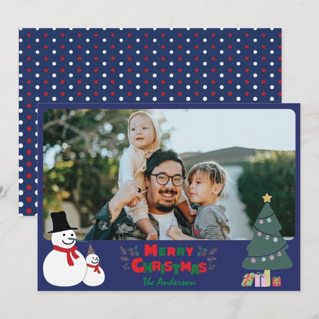 Navidades de Snowman saludan la tarjeta de vacacio (Anverso / Reverso)