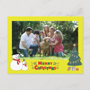 Navidades de Snowman saludan su tarjeta postal de