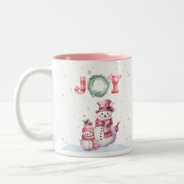 Navidades de Snowman taza de café de dos tonos (Izquierda)
