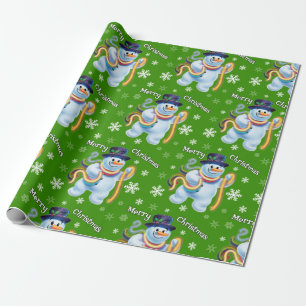 Navidades de Snowman y oropel envuelven papel