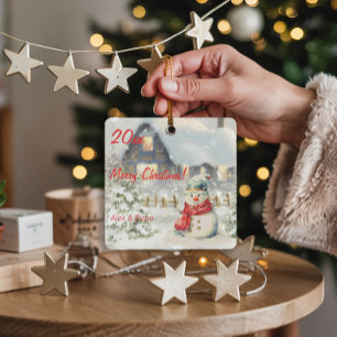 Navidades de snowmen albergan el Ornamento Metaliz