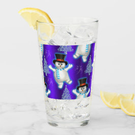 Navidades de Snowmen bailando a la ligera azul