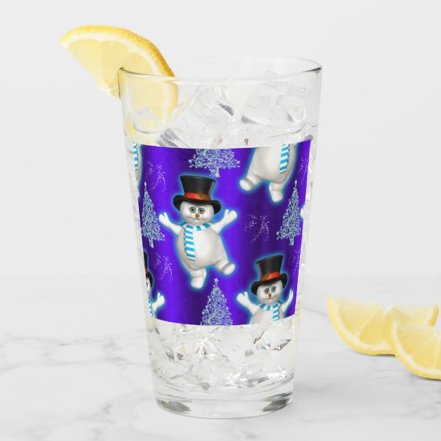 Navidades de Snowmen bailando a la ligera azul (Anverso (hielo))