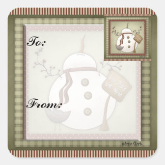 Navidades de Snowmen dan a Pegatina de etiquetas