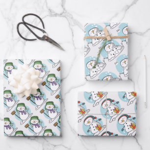 Navidades de Snowmen Envuelven hojas de papel