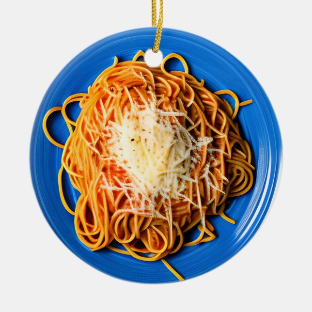 Navidades de Spaghetti Pun Ornamento cerámico (Frente)