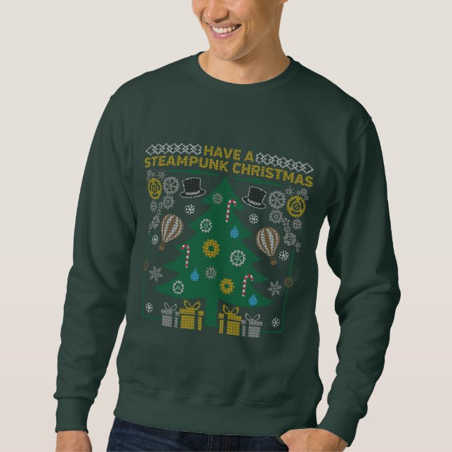 Navidades de Steampunk feos Sweater Tree Sweatshir (Anverso)