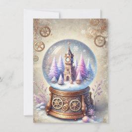 Navidades de Steampunk Pastel Tarjeta Globe de Nie