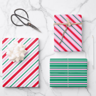 Navidades de stripe festivo envolviendo papel
