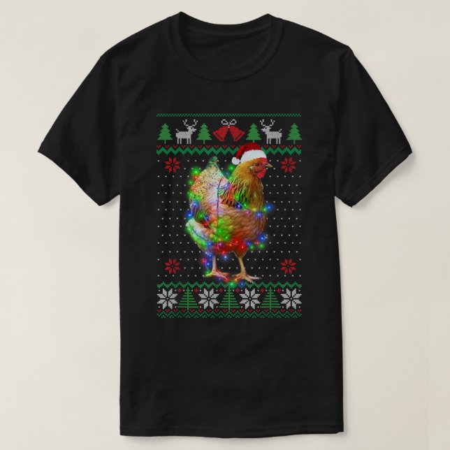 Navidades de suéter feo animal de pollo cachorro a (Diseño del anverso)