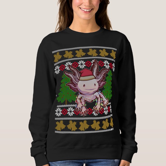 Navidades de suéter feo de la Axolotl lindo alumbr (Anverso)