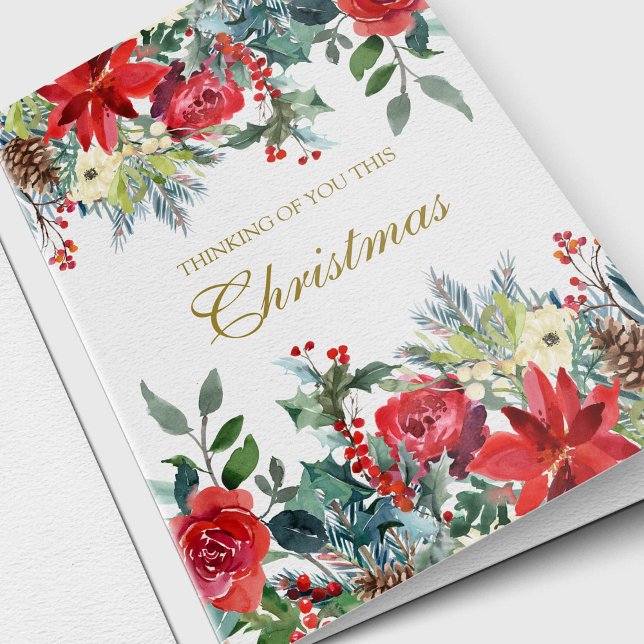 Navidades de tarjetas de simpatía | Navidades Flor (Christmas Florals Memorial Remembrance Sympathy Thinking of You Cards)