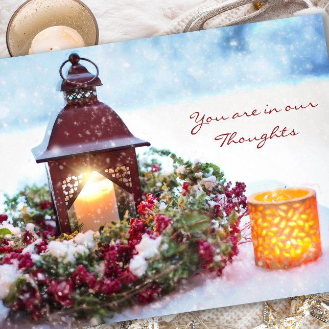 Navidades de tarjetas de simpatía | Vela y guirnal (You Are In Our Thoughts Sympathy Remembrance Card)