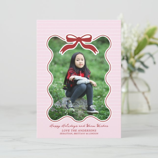 Navidades de tarjetas de vacaciones Pinstripe con  (Anverso de pie)