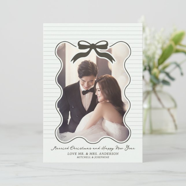 Navidades de tarjetas de vacaciones Pinstripe con  (Anverso de pie)