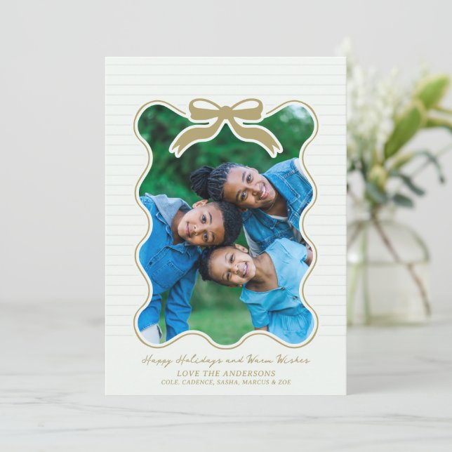 Navidades de tarjetas de vacaciones Pinstripe con  (Anverso de pie)