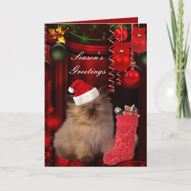 Navidades de tarjetas Gorra de gatos de Navidad (Anverso)